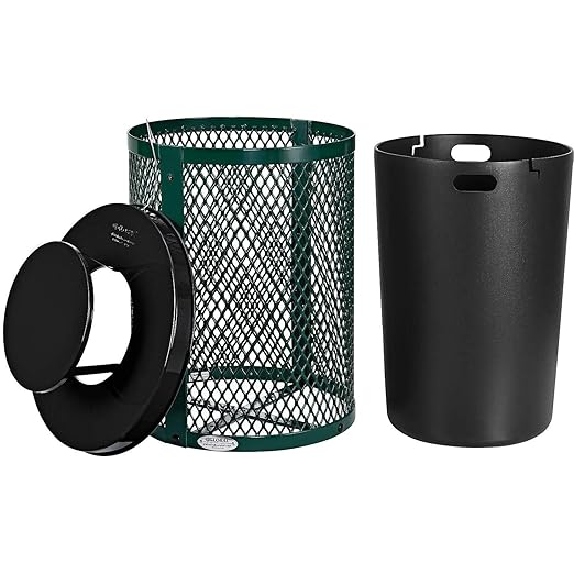 Global Industrial Outdoor Diamond Steel Trash Can - Image 2