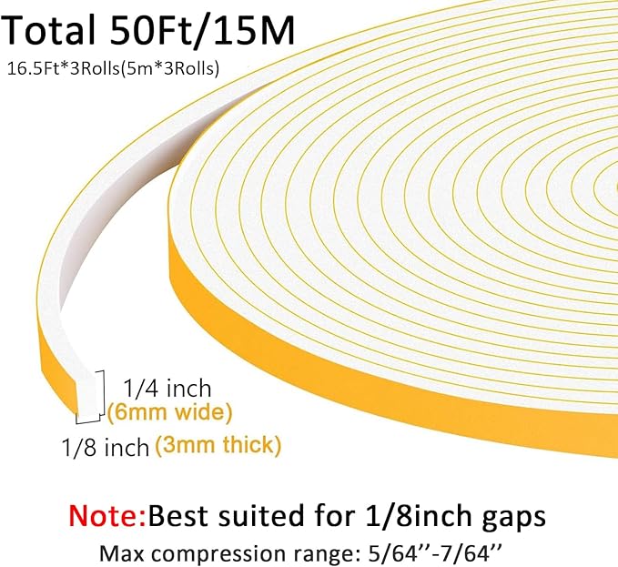 Upgraded Strong Adhesive Foam Tape, Soundproof Door Insulation Weather Strip - Image 5