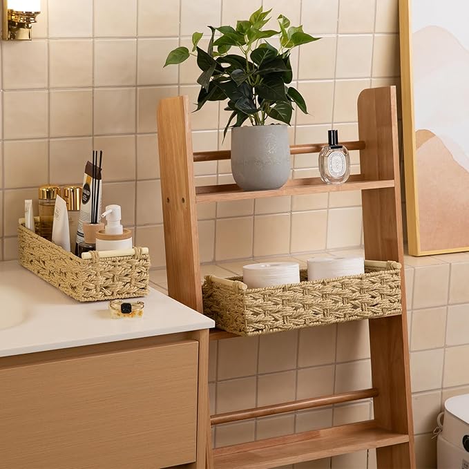 OIAHOMY Toilet Paper Baskets Handmade Paper Rope Decorative Wicker Storage Tank - Image 2