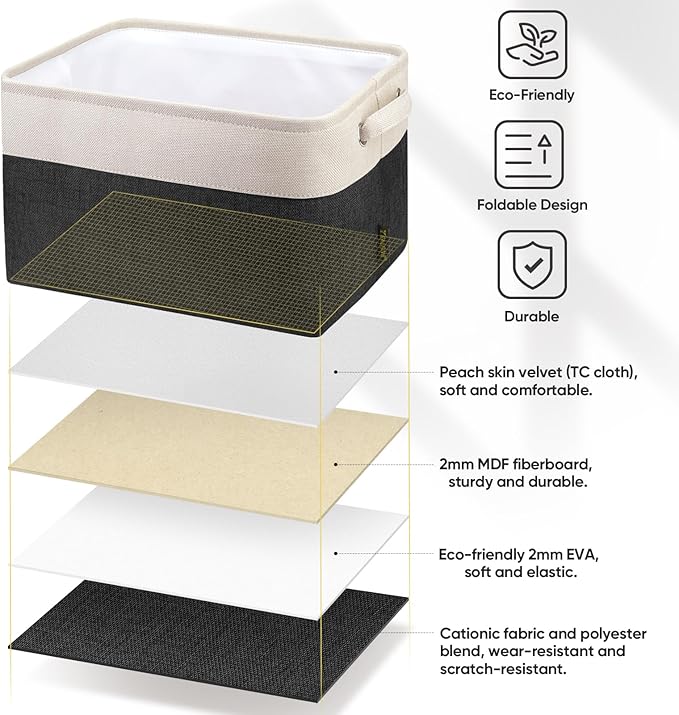 BALEINE Fabric Storage Bins for Shelves, Linen Storage Baskets for Organizing - Image 6