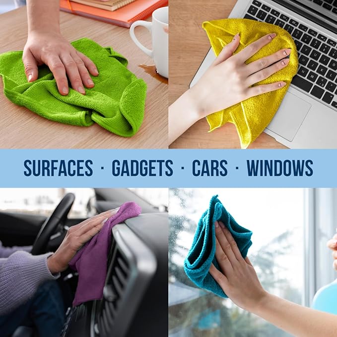 GREEN LIFESTYLE Chamois Cloth, Microfiber Cleaning Cloth 12 Pack, Borderless - Image 5