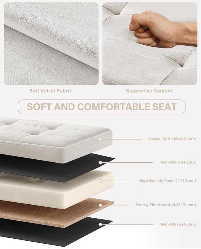 Folding Storage Ottoman, Velvet Storage Bench, Removable Divider, - Image 6