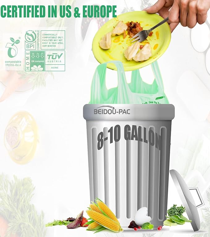 8-10 Gallon Compostable Trash Bags, Sturdy & Biodegradable, ASTM D6400 - Image 4