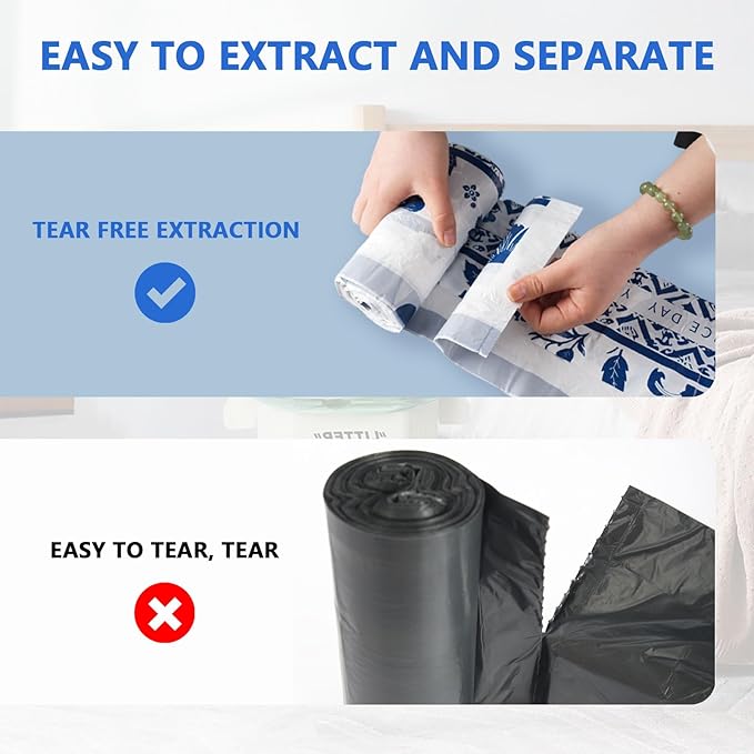 VOK Trash Bags 13 Gallon with Drawstring, Leakproof Printed Garbage Bags 13 - Image 3