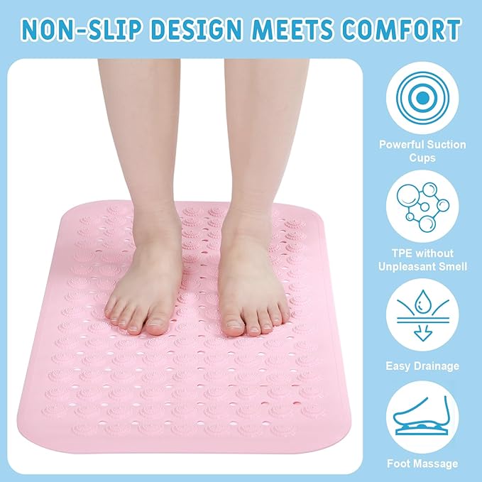 Dunzy 12 Pcs Non Slip Bath Mats 27.6x14.2 Inches TPE Bathtub Mats - Image 3
