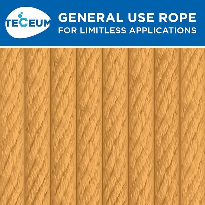TECEUM Cotton Rope 3/16” – 50 FT – Strong All-Purpose Braided Rope – Natural - Image 9