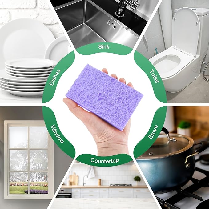6-Pack Kitchen Sponges, Condense Eco Cellulose Non-Scratch Scrub Heavy Sponge - Image 6