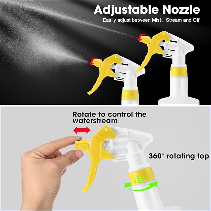 Eccliy 12 Pcs 16 Oz Plastic Spray Bottle, Adjustable Empty Reusable Sprayer - Image 3