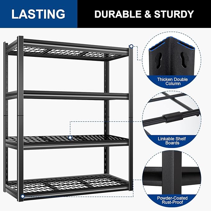 BILT HARD 46" W x 24" D x 72" H Heavy Duty Garage Shelving, 4-Tier Industrial - Image 7