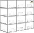 Vtopmart 12 Pack Clear Small Stackable Storage Drawers, Acrylic Bathroom Makeup by Vtopmart