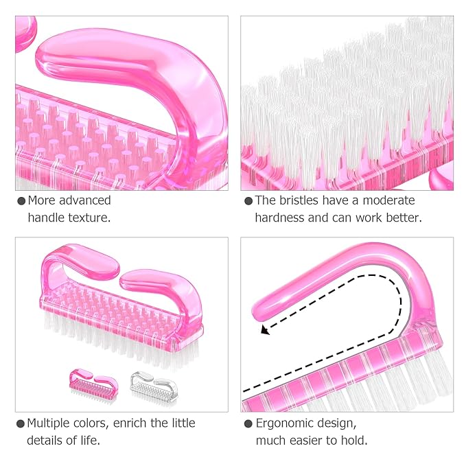 Handle Grip Nail Brush, Hand Fingernail Brush Cleaner Scrubbing Kit Pedicure - Image 5
