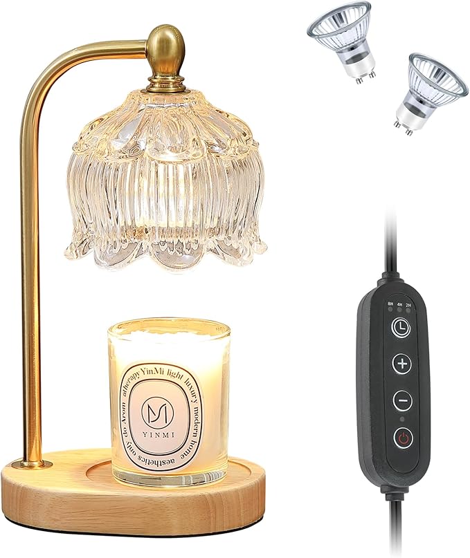 Candle Warmer Lamp with Timer Dimmable, Antique Brass Candle Lamp, Wax Melt - Image 9