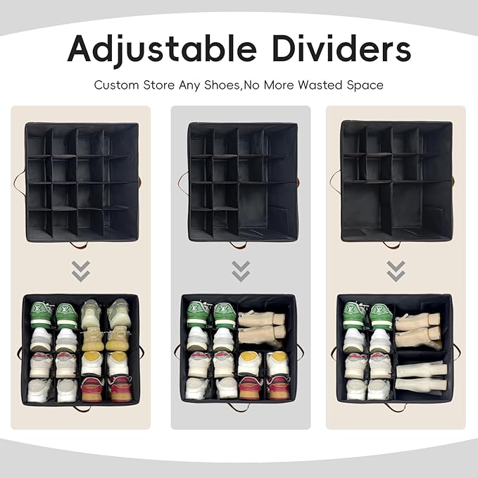 Shoe Organizer for Closet, 3 Pack Shoe Storage Bins - Image 4