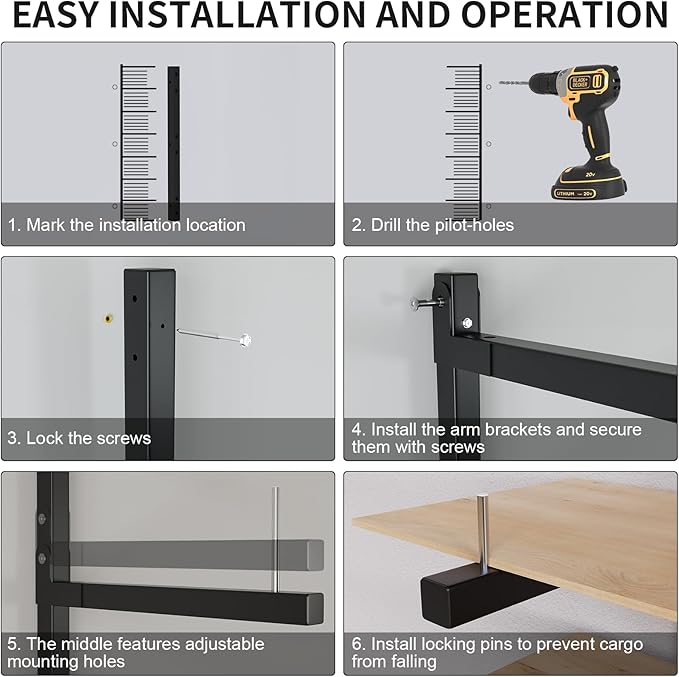 Lumber Storage Rack, Upgrade Cantilever Folding Lumber Rack Wall Mount - Image 8