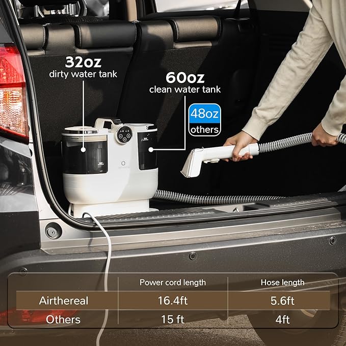 Airthereal Portable Upholstery Spot Cleaner, Instant Heating Carpet Cleaner - Image 3