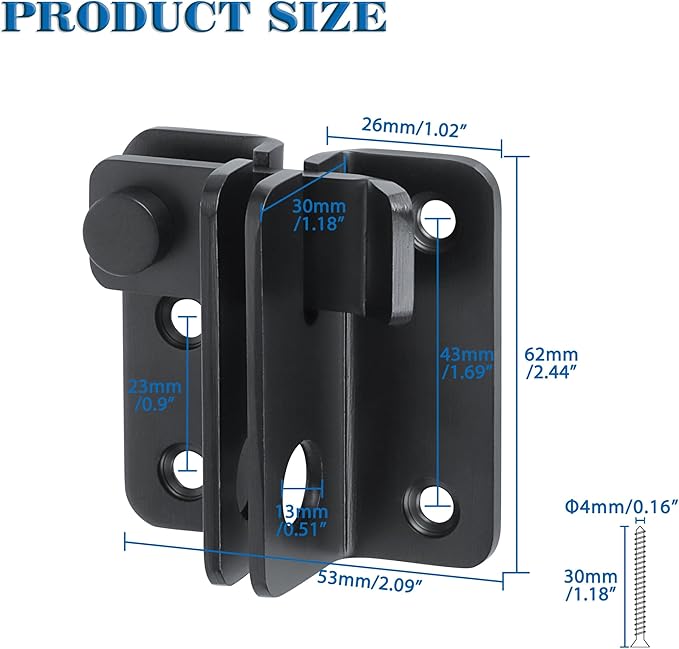 Alise Flip Latch, Gate Latches Slide Bolt Latch Safety Door Lock Catch - Image 2