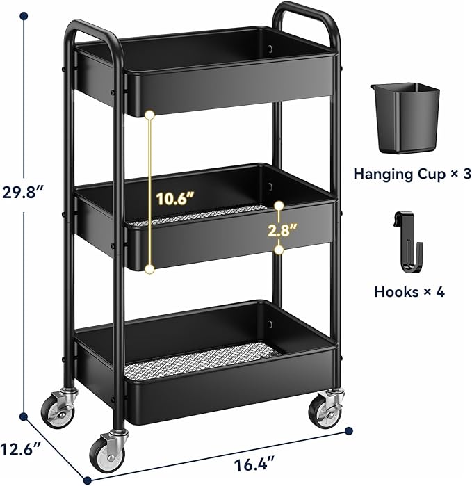 YASONIC 3 Tier Rolling Cart - Image 6