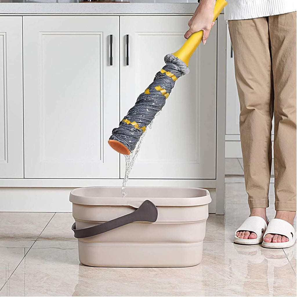 Self-Wringing Twist Mop, Microfiber Floor Mop 57" Long Handle, Gray