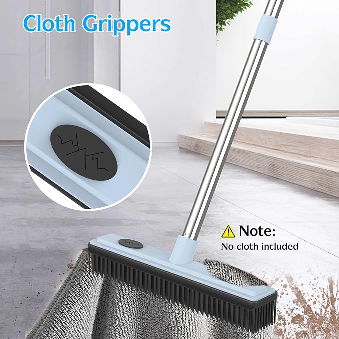 Rubber Broom Carpet Rake for Pet Hair Removal, Fur Remover Broom - Image 7