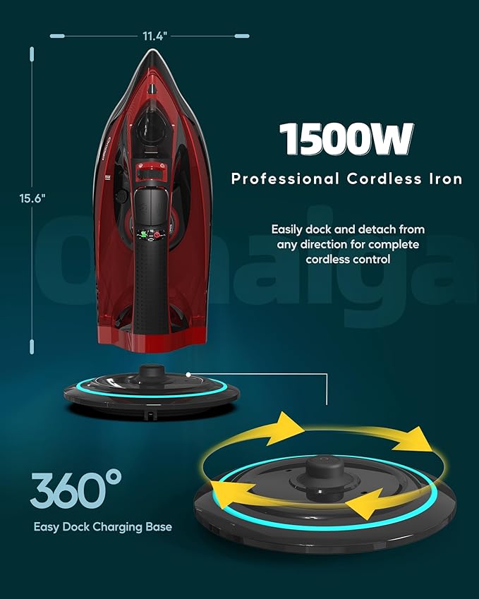 Cordless Iron for Clothes - 1500W Steam Iron - Image 2