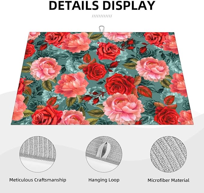 Floral Boho flowers Dish Drying Mat - Image 4