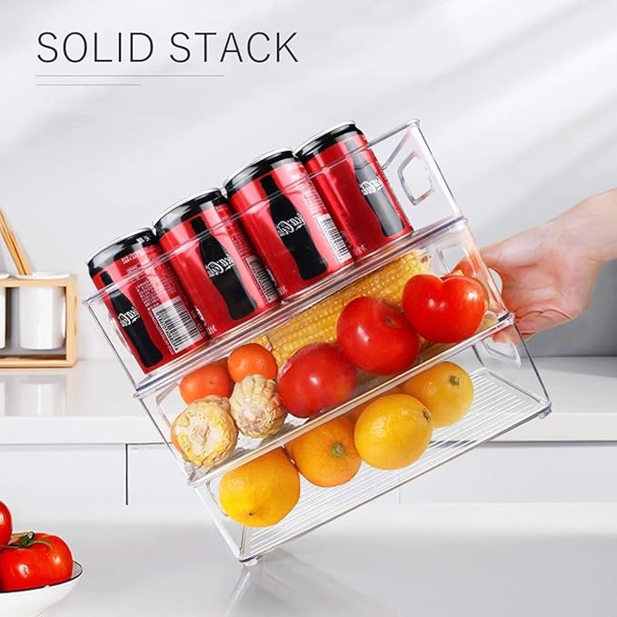 12 Pack Refrigerator Organizer Bins, 3 Sizes Stackable Clear Pantry Storage - Image 8
