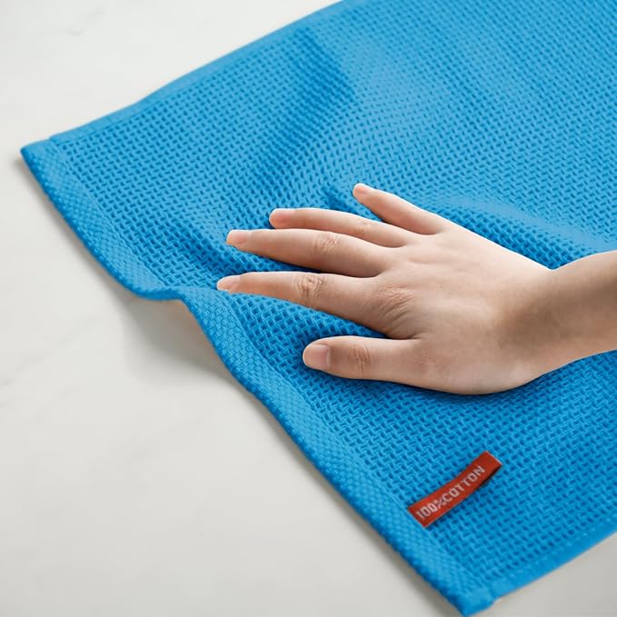 Artoid Mode 100% Cotton Sky Blue Waffle Weave Kitchen Dish Cloths, 12x12 Inch - Image 5