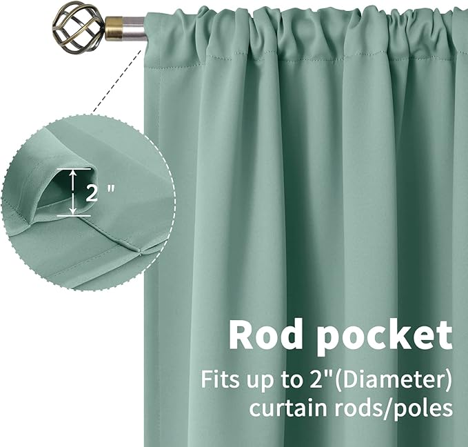 BGment Sage Green Curtains 54 Inch Length - Image 4