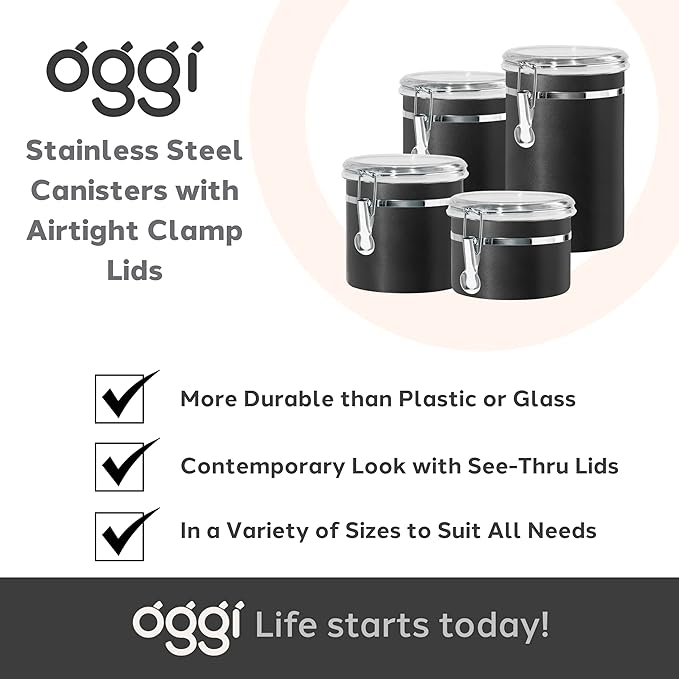 Oggi Stainless Steel Kitchen Canister 26 fl oz, Food Storage, Pantry Storage. - Image 7