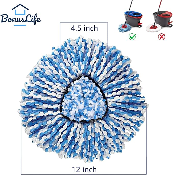 BonusLife 6-Pack Mop Head for O-Ceda RinseClean Spin Mop Refill 2-Tank System - Image 3