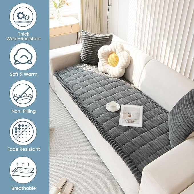 OTOB Dog Couch Covers for 3 Cushion Washable Non Slip Plush Pet Friendly Bed - Image 2