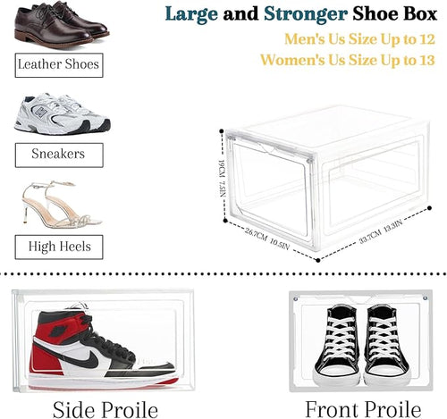 10 Pack Shoe Storage Box Clear Hard Plastic Shoe Organizer Stackable Hats - Image 2