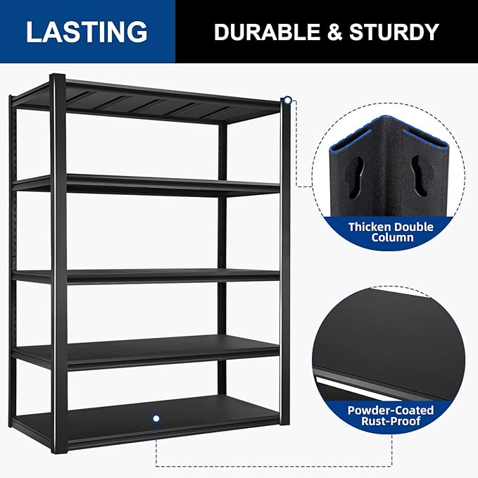 BILT HARD 3500LBS 48" W x 24" D x 72" H Garage Shelving, 5-Shelf Industrial - Image 4