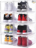 8 Pack Shoe Boxes Clear Plastic Stackable, Drop Front Shoe Storage Organizer by YukuiLLc