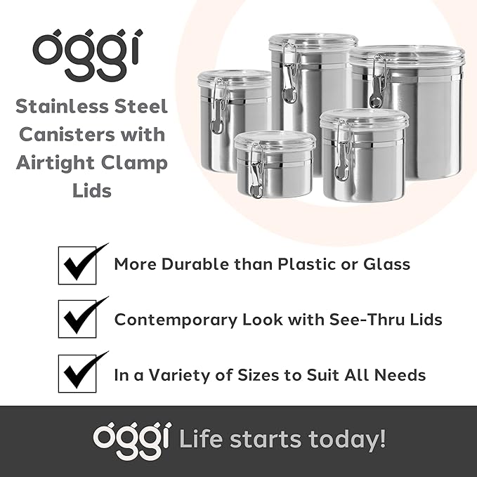 Oggi Stainless Steel Kitchen Canister 62 fl oz - Image 7