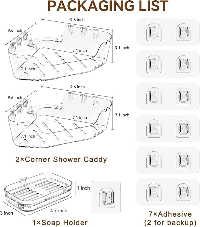 Corner Shower Caddy, Rustproof Corner Shower Shelves, No Drilling Bathroom - Image 6