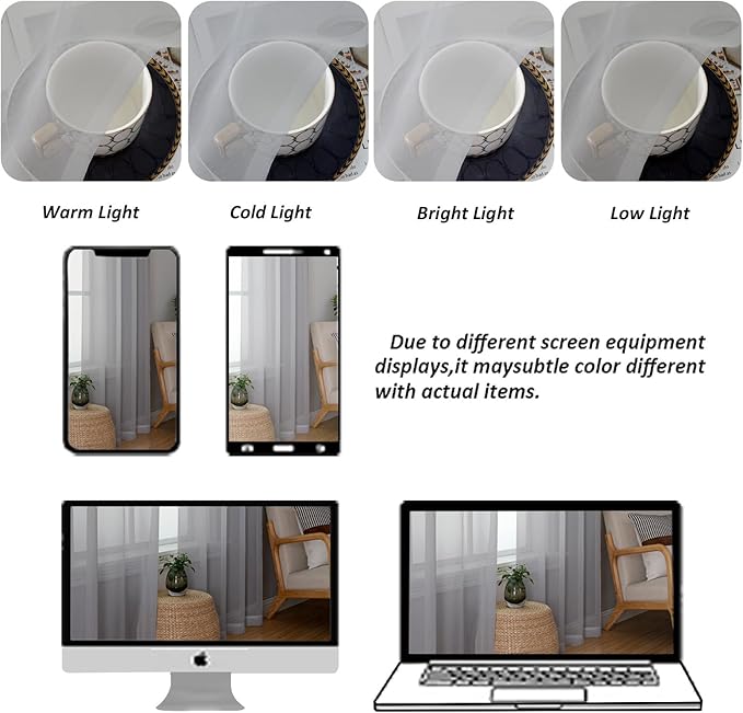 Chyhomenyc Sheer Valances for Windows 2 Pack, Small Window Curtains for Living - Image 5