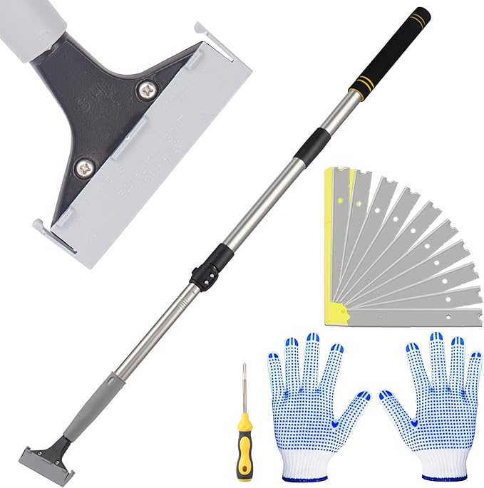 Floor Scraper Telescopic, 38 to 52in 4Inch Razor Blade Floor Scrapers Long by Frebuta