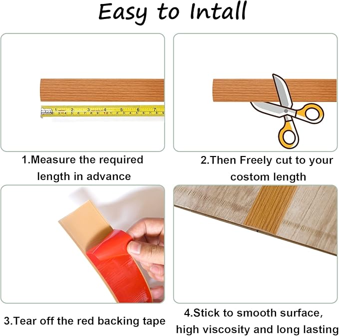 Floor/Door Flat Transition Strip & Self Adhesive Floor Vinyl Floor Edge Trim - Image 4