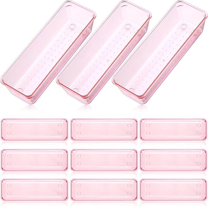 Maitys 12 Pcs Vanity Drawer Organizer 9 x 3 x 2 Inches Clear Plastic Utensil by Maitys