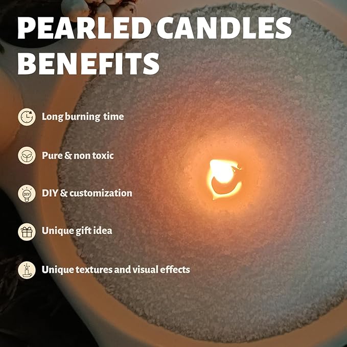Unscented Light Green Pearled Candle 18oz Luxury Sand Candle Granulated Wax - Image 3
