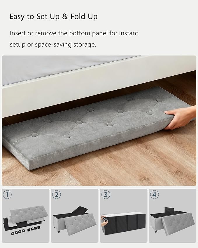Storage Ottoman Bench, 43 Inch Foldable Ottoman - Image 7