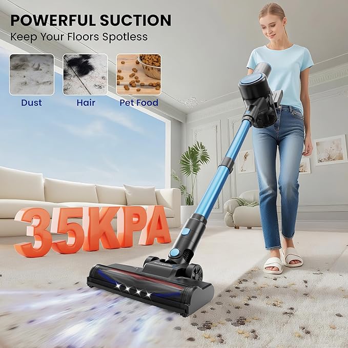 Cordless Vacuum Cleaner with 35kPa Suction Vacuum Cleaner, Lightweight Stick - Image 2