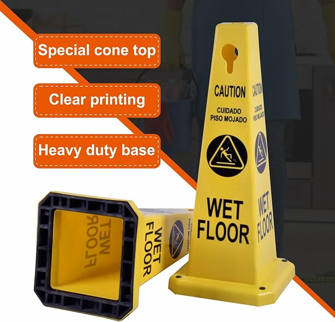 8-Pack 26.5" Caution Cones, 4-Sided Visible Safety Signs - Image 3