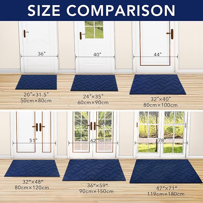 hicorfe Indoor Door Mat, Non Slip Door Mats, Absorbent Resist Dirt Entrance - Image 5