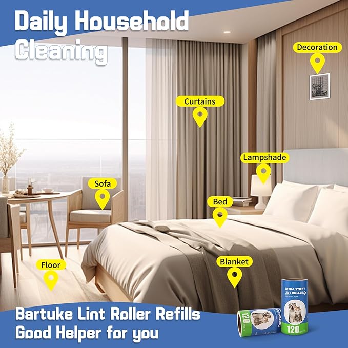Extra Sticky Lint Roller Refills 10 Pack fit 3.8"-4" Standard Size Lint Roller - Image 7