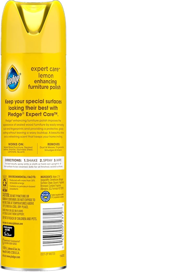 Pledge Enhancing Polish, Furniture & Wood Spray, Lemon Scent - Image 2