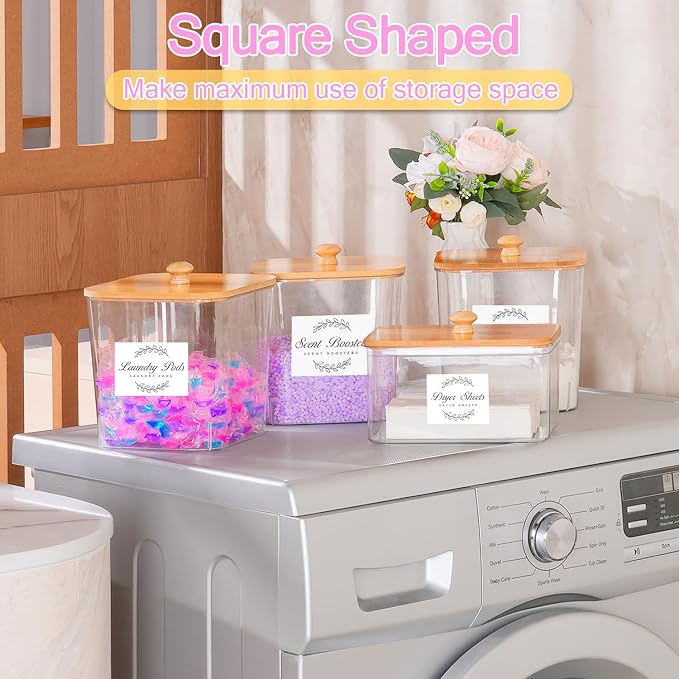 efluky 4 Pack Laundry Pods Container & Dryer Sheet Holder Set, Laundry Pods - Image 4