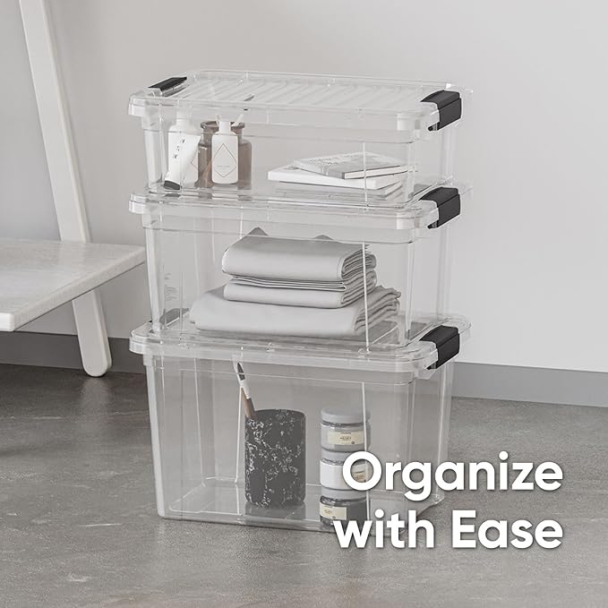 Superio Storage Bins with Lids- 4 Pack, 7.4 Qt Clear Boxes - Image 6