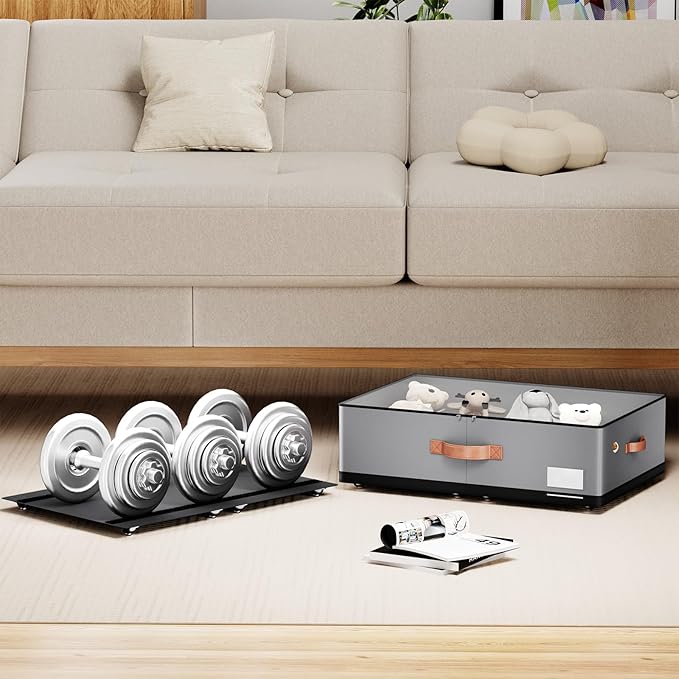 Under bed Storage With Wheels, Large Capacity 7.5 inches Height Storage Bins - Image 5
